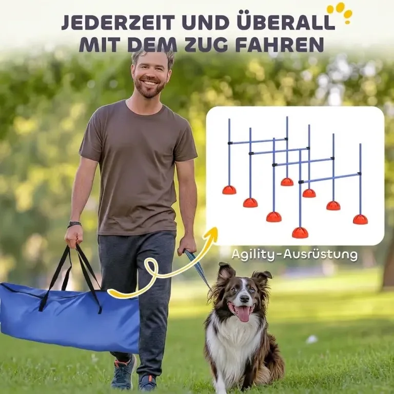 Agilityhinder Hund 4 Delar Blå Plast för Träning Hopphinder