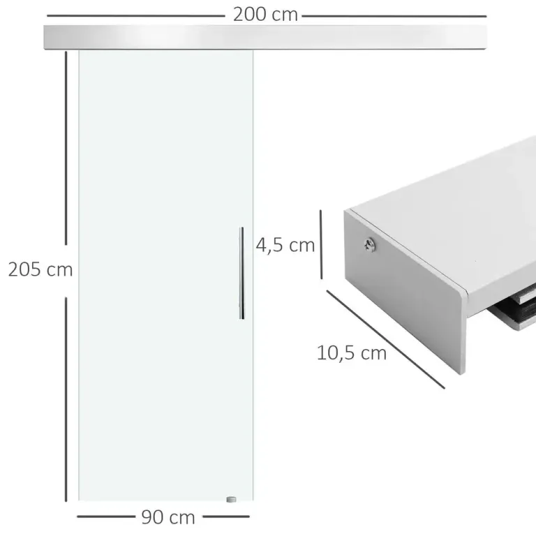 Glasskjutdörr Rumsdörr Glas Satinfinish Komplett Set