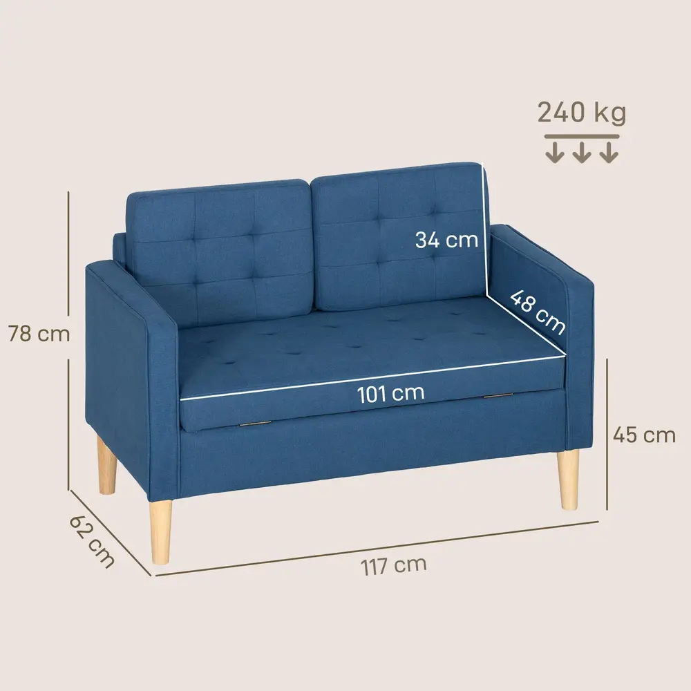 Tvåsitssoffa med Förvaringsutrymme 117 x 62 x 78 Cm