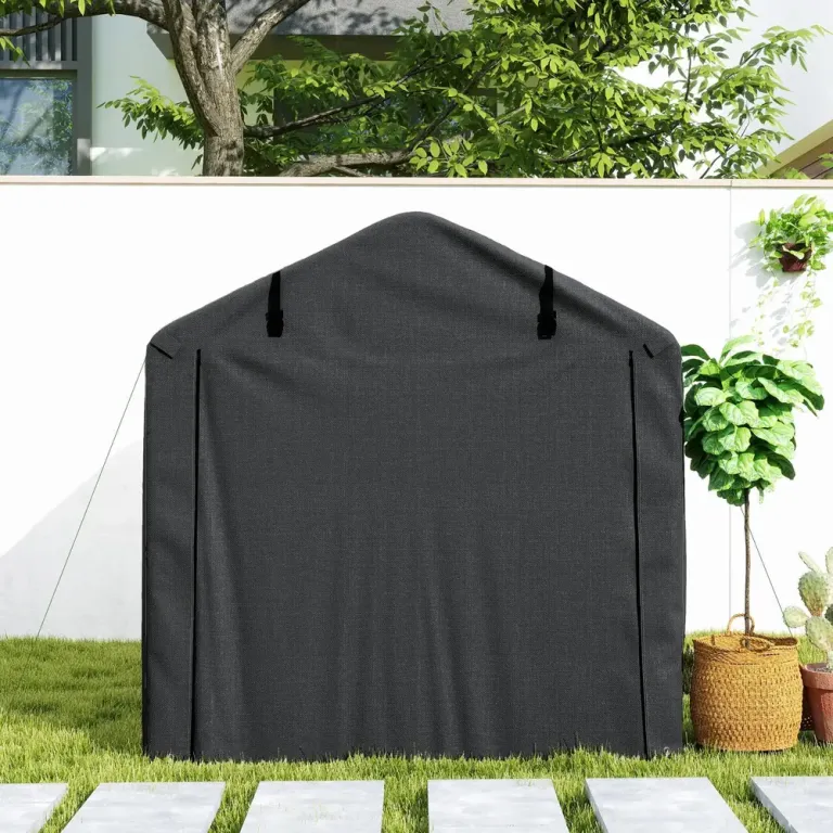 Garagetält med Dörr och Material Svart Cm Vattentätt Förvaringstält