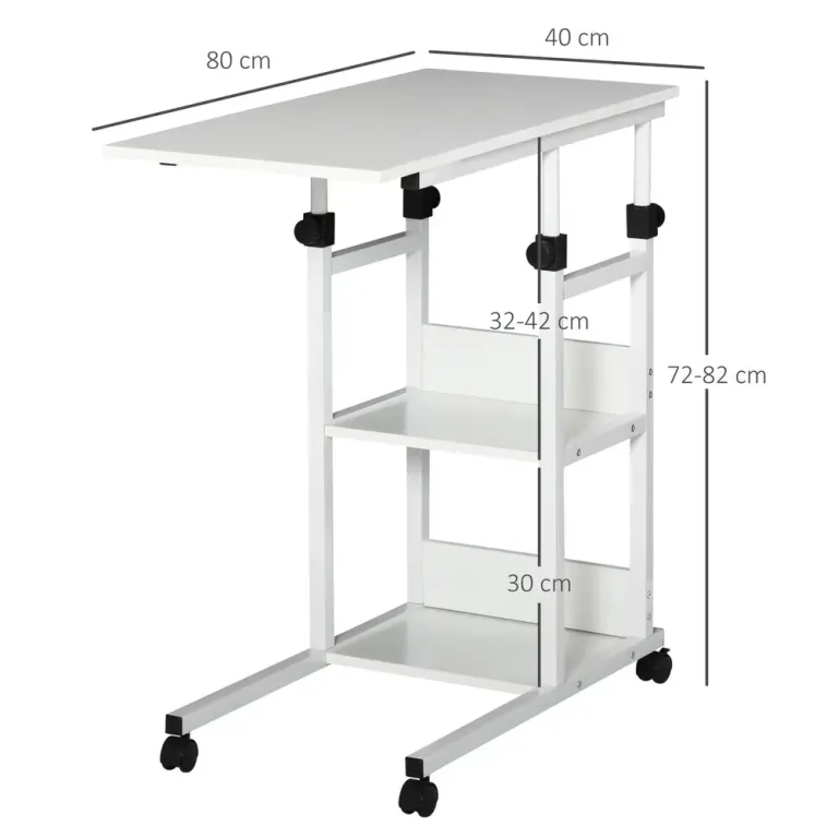 Sidobord med Hjul Höjdjusterbart 2 –82 cm Rullbar Formad