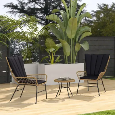 Balkongbistroset i Boho-stil Svart 76 x 66 x 96 cm