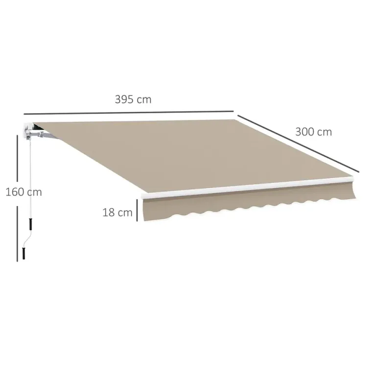 Ledarmsmarkis Beige Aluminium Uteplatsmarkis 3,95 m
