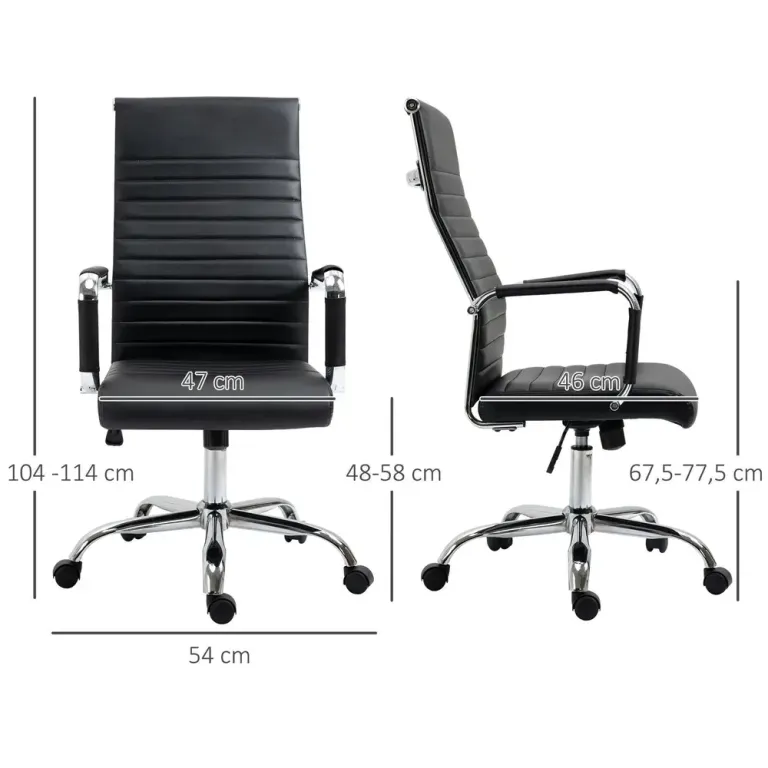 Ergonomisk Kontorsstol i Konstläder Hög Rygg Svart Konferensstol