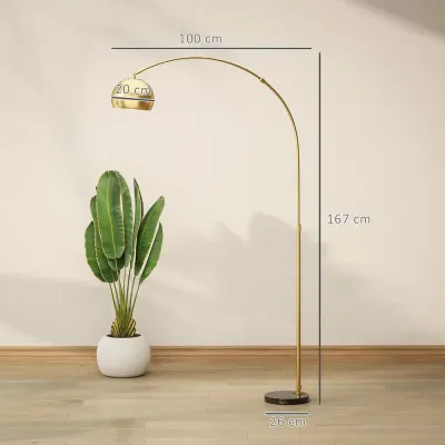 Golvlampa Båge Svart och Guld Metall och Marmor 167 cm