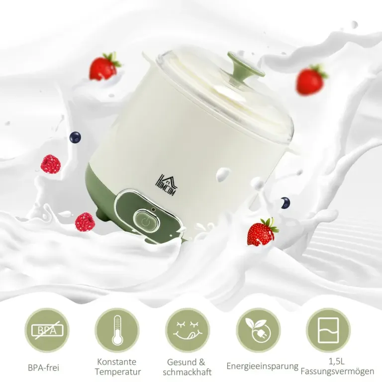 Yoghurtmaskin 1,5 l med Sil och Lock Grekisk Halkfria Fötter