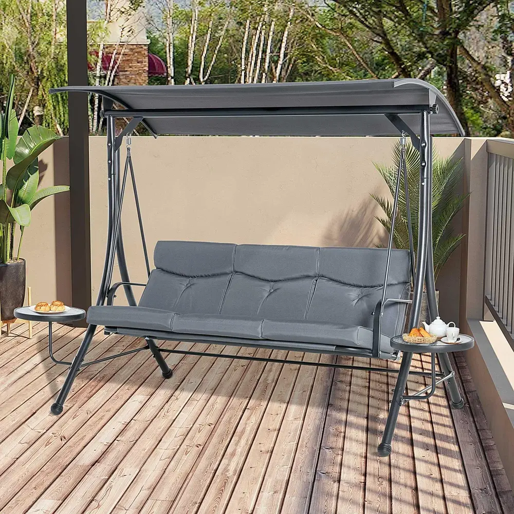 Hammock med Tak 3-Sitsig Trädgårdsgunga 271 x 125 x 177 Cm