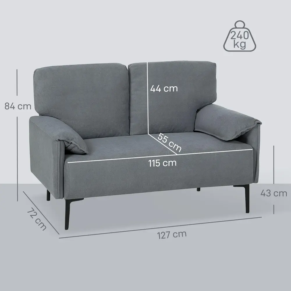 2-sits Soffa Tjocka Kuddar Sammetsöverdrag Stoppad