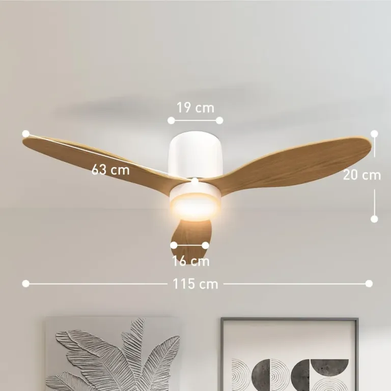 Takfläkt med Lampa och Fjärrkontroll Samt 6 115 cm