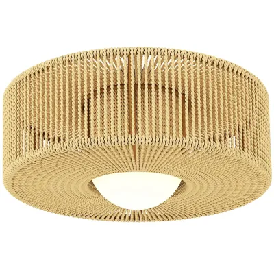 Taklampa Boho Beige Hamparep och Metall Rund Takarmatur Hamprep