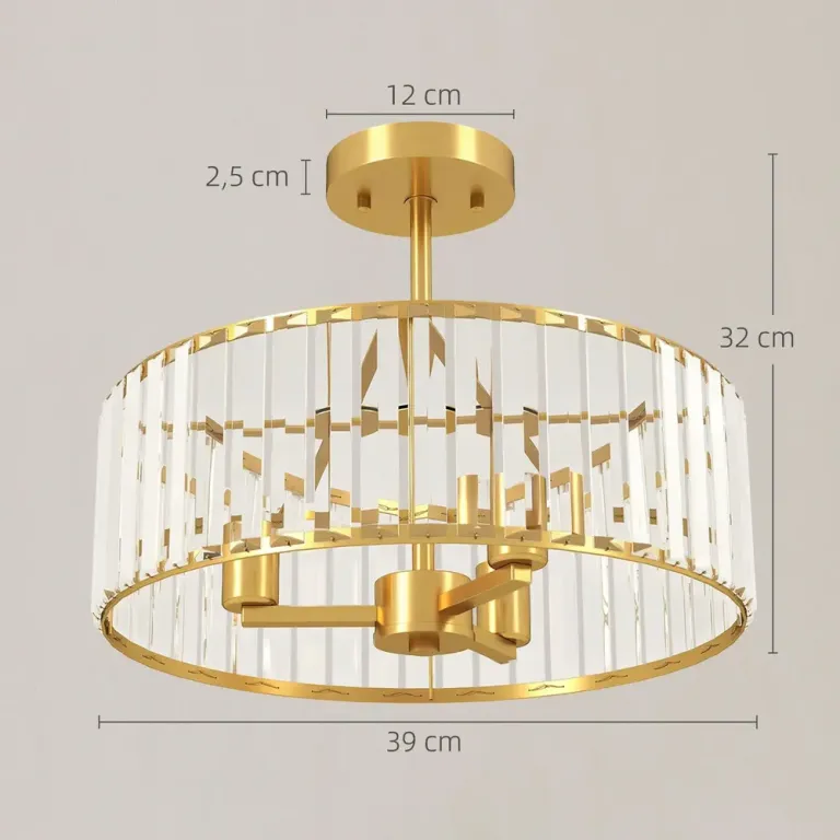 Taklampa med Ljuskronadesign Kristallskärm 3 Lampor, Guld