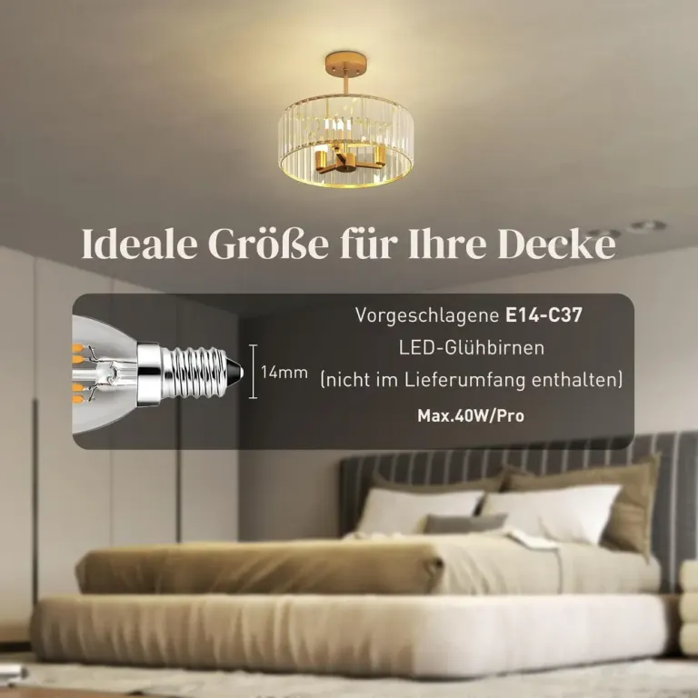 Taklampa med Ljuskronadesign Kristallskärm 3 Lampor, Guld