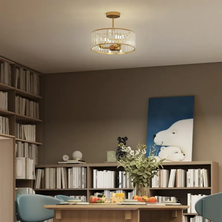 Taklampa med Ljuskronadesign Kristallskärm 3 Lampor, Guld