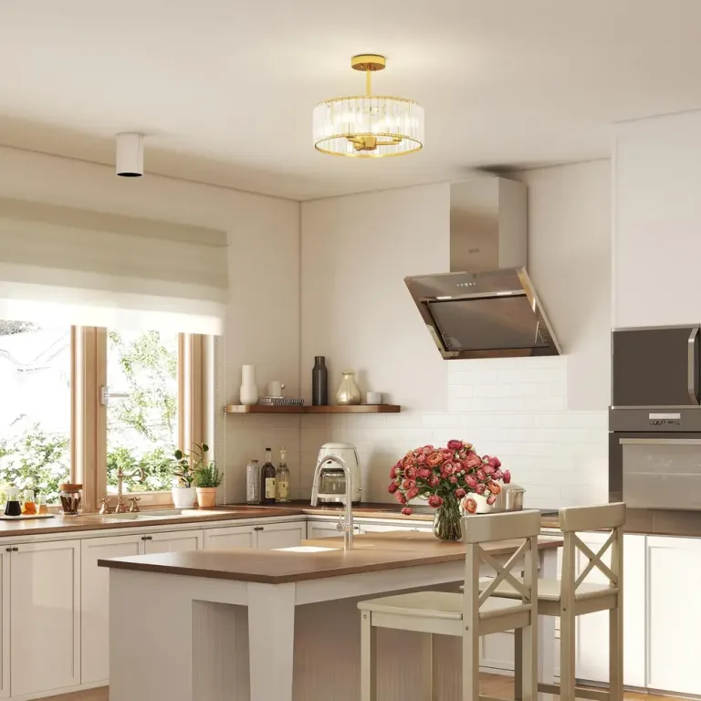 Taklampa med Ljuskronadesign Kristallskärm 3 Lampor, Guld