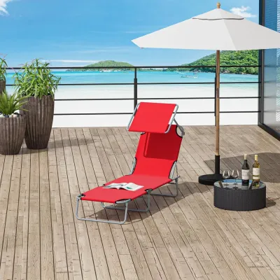 Hopfällbar Solsäng med Soltak Strandstol 187 x 58 x 36 cm