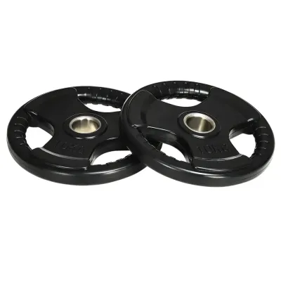 Gummerade Viktskivor med Handtag 2 x 10 kg, Svart
