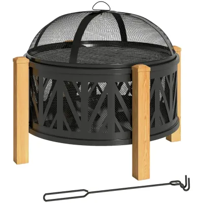 2-i-1 Eldskål med Gnistskydd Poker och Grillgaller Ø75 cm