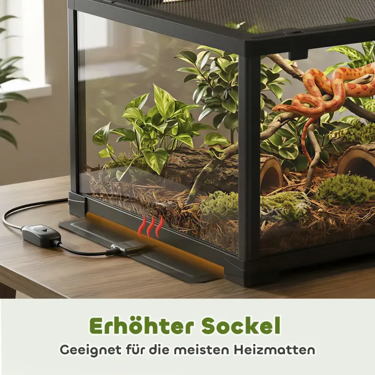 Terrarium 86 Liter Svart Glas och Metall för 60x45x32 cm