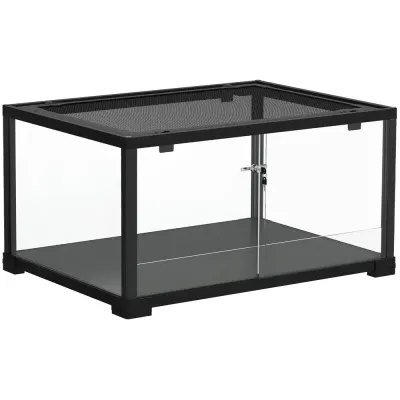 Terrarium 86 Liter Svart Glas och Metall för Reptilterrarium