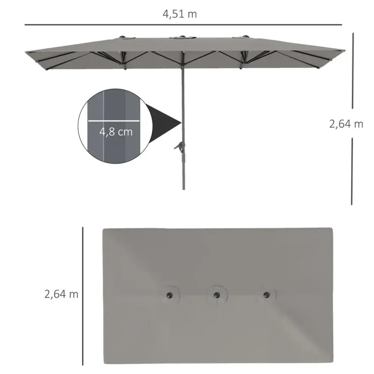Dubbelparasoll Marknadsparasoll med Vev 451 x 264 cm