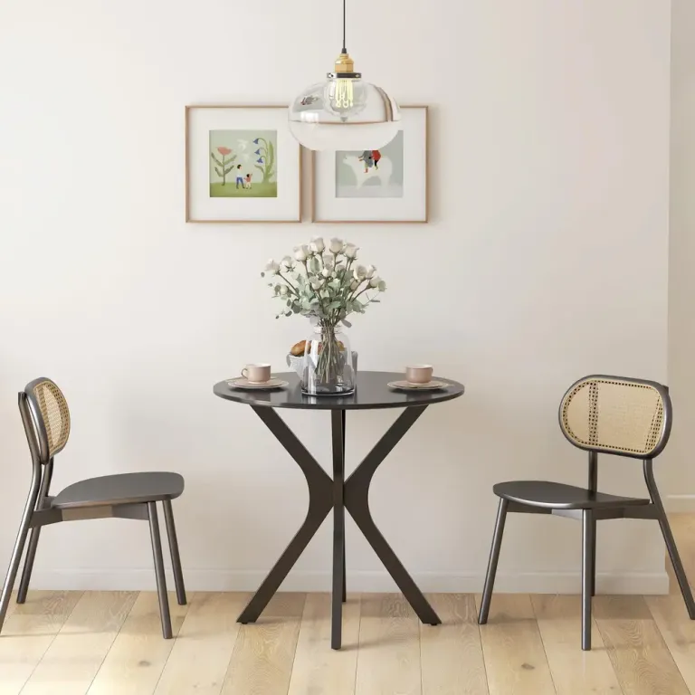 Kompakt Matbord för Kök Rund Bordsskiva Svart 78 x 75 cm