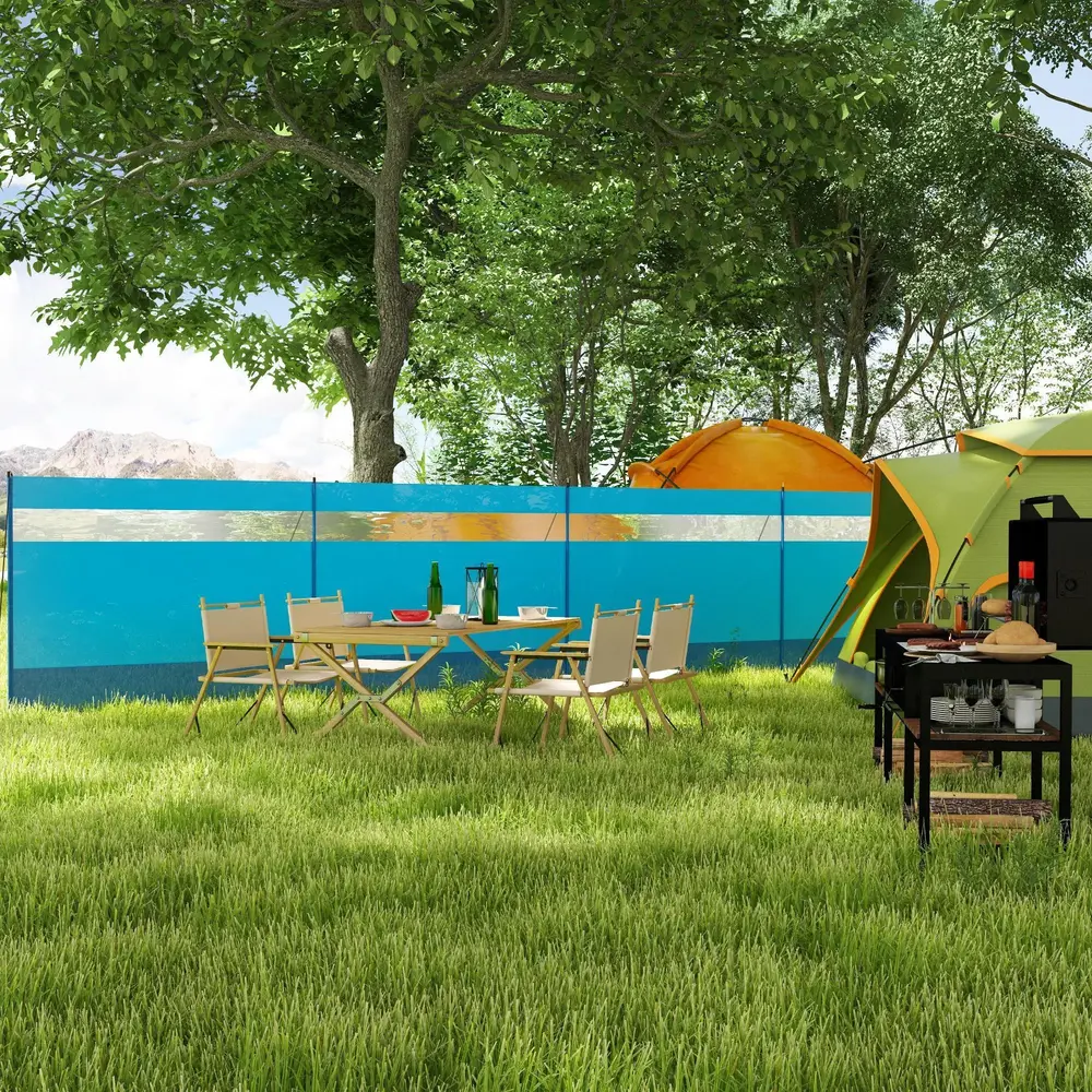 Vindskydd Strandskydd Blå av Tyg och Metall 4 725 x 140 Cm