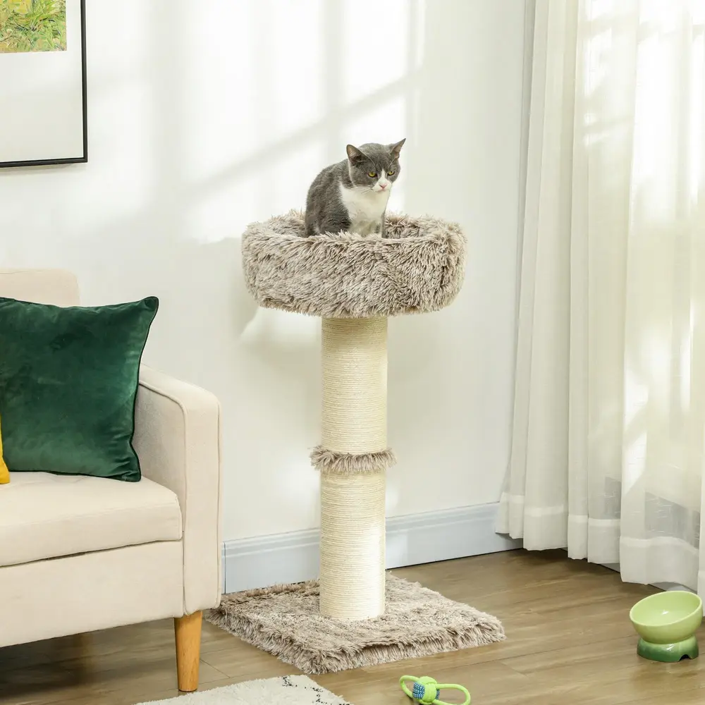 Klösträd Klöspelare Brun av Sisal och Plysch 87 cm