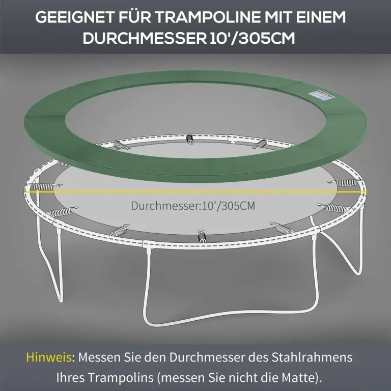 Kantskydd för Studsmatta Ø305 cm, Grönt Trampoline