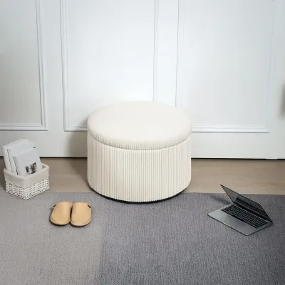 Pall Fotpall med Förvaringsutrymme Beige 60 x 60 x 41 cm