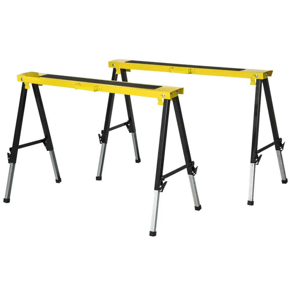 Arbetsbock 2-pack Gul Svart Stål för 100 x 49 x 62-90 Cm