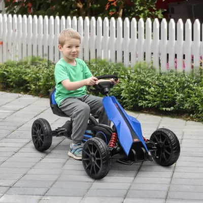 Trampbil Gokart Blå av Metall och Plast för Barn 3-8 År
