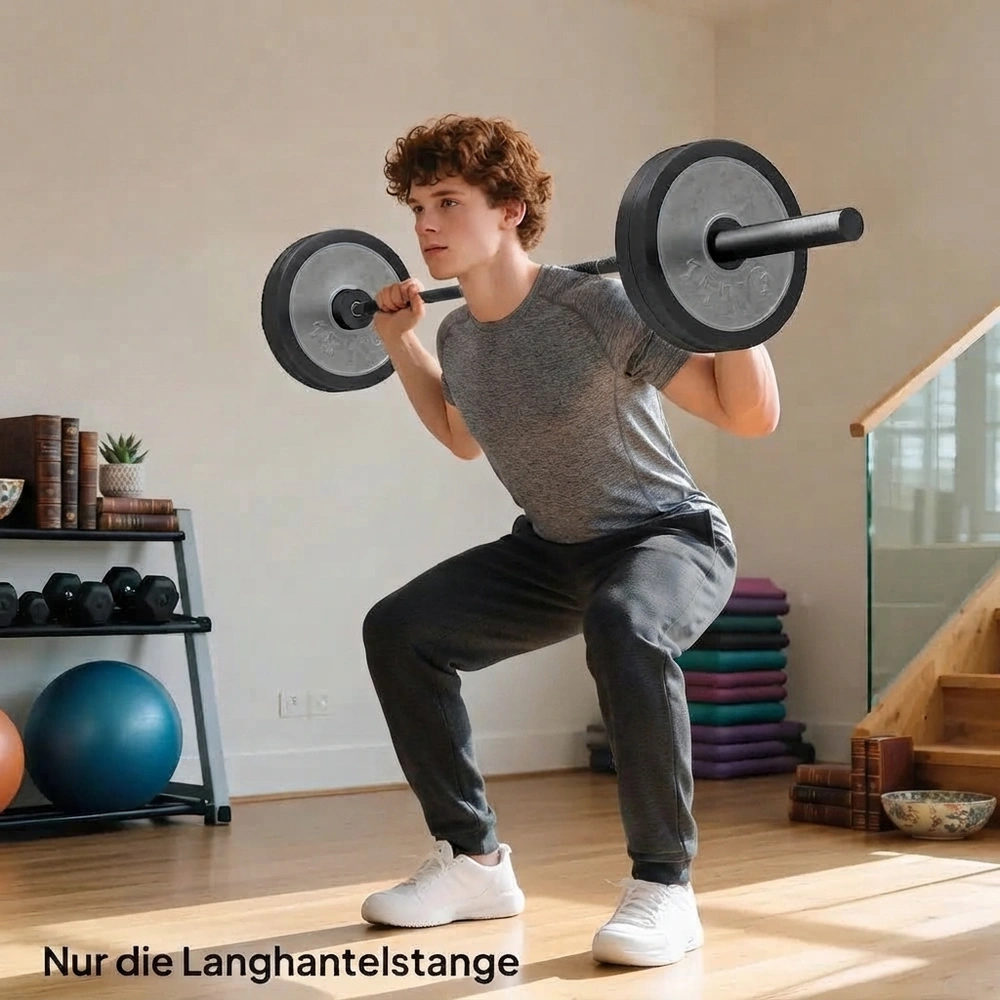 Skivstång Olympisk Rak Svart Stål för Hemmagym 180 Cm