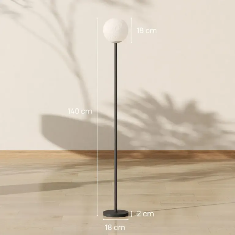 Golvlampa med Månskärm Fotkontakt 3 Färgtemperaturer, Svart