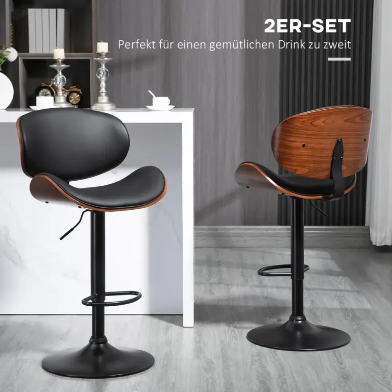 Barstolar Köksstolar Set om 2 Svart 53 x 52 x 92-112 cm