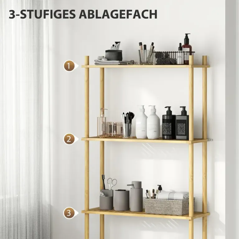 Toaletthylla 3 Våningar Platsbesparande 69x25,5x181 cm
