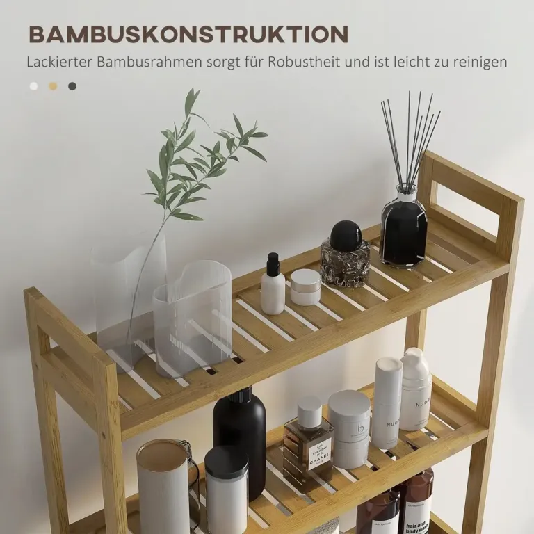 Toaletthylla Badrumshylla Natur av Bambu 3-Vånings Ståhylla Över