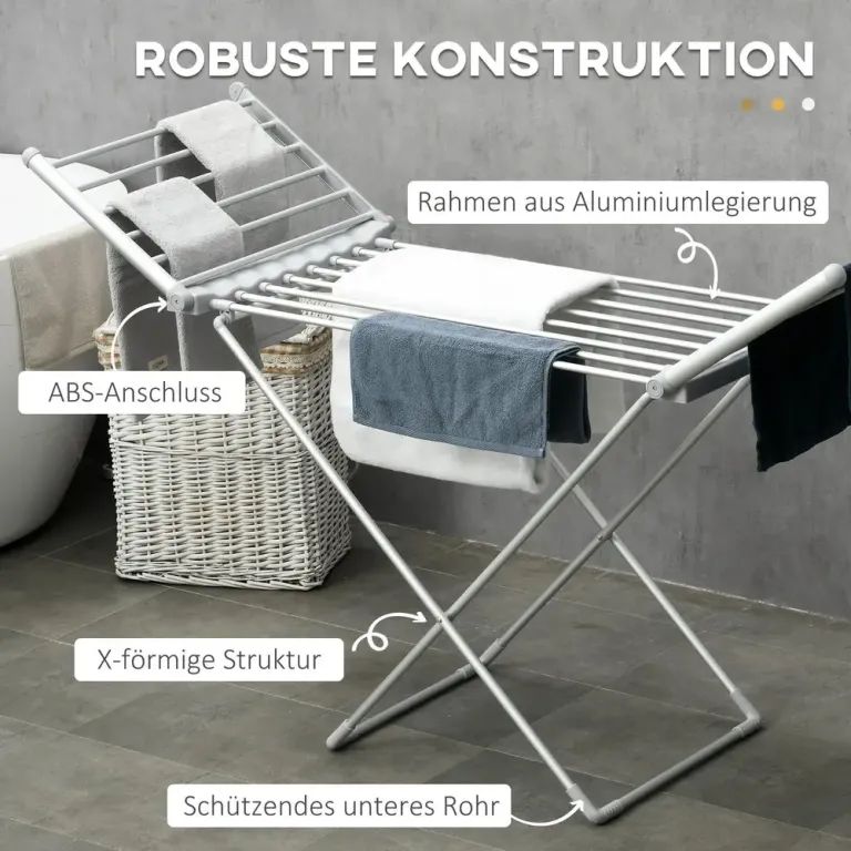 Torkställning Klädtork Elektrisk, Silver Elektriskt Värme Vikbar