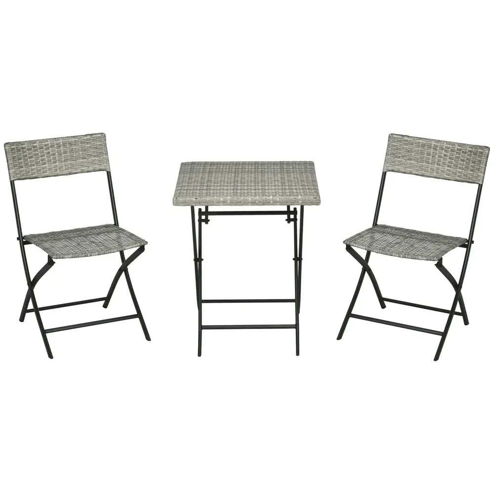 Balkongmöbelset Bistroset Ljusgrå av Metall och Rotting