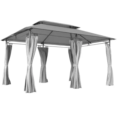 Paviljong med Dubbeltak och Avtagbara Gardiner Samt 3 x 4 m