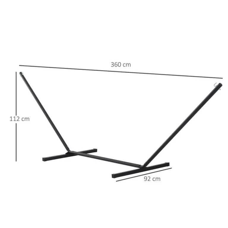 Hängmattsram Metall med Krokar Upp till 360 x 92 x 115 cm