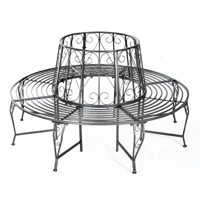Trädbänk Rund Trädgårdsbänk 360 Grader Metall Ø160 cm