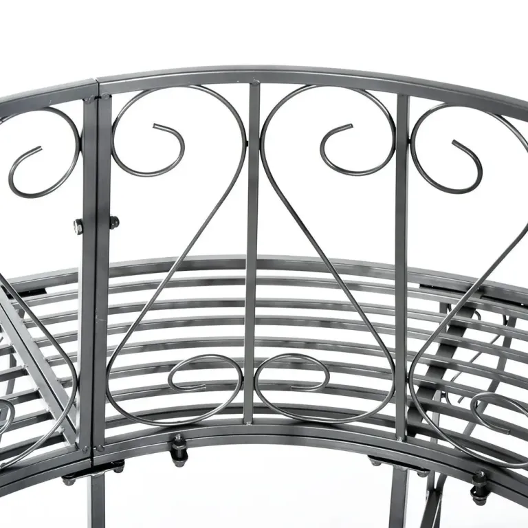 Trädbänk Rund Trädgårdsbänk 360 Grader Metall Ø160 cm