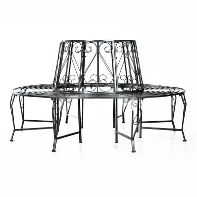 Trädbänk Rund Trädgårdsbänk 360 Grader Metall Ø160 cm