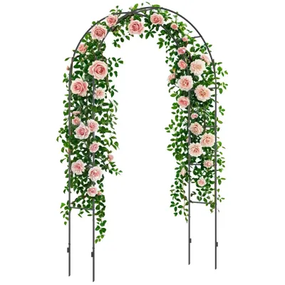 Trädgårdsbåge Rosenbåge med Spaljé Metall Svart