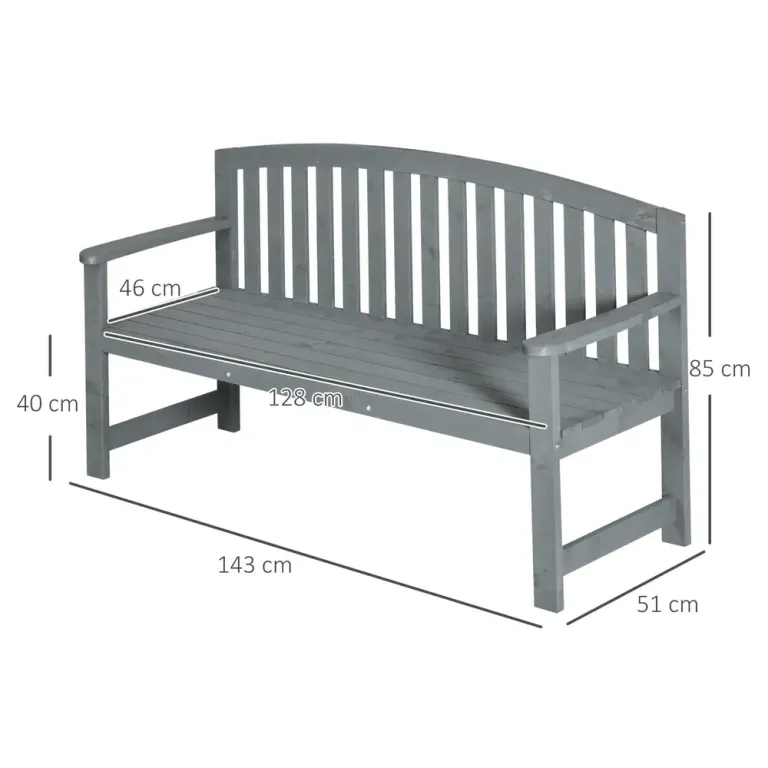 Trädgårdsbänk för 2 Personer med Ryggstöd 143 x 51 x 85 cm