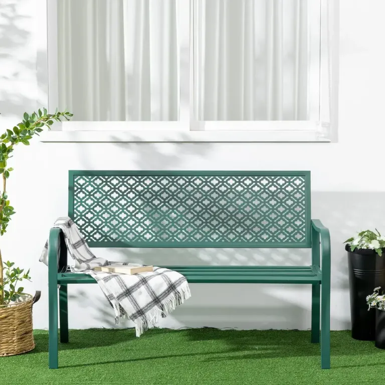Trädgårdsbänk i Metall Parkbänk 127 x 63 x 83 cm