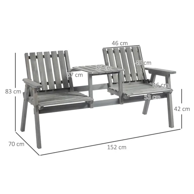Trädgårdsbänk med Integrerat Bord Massivt 152 x 70 x 83 cm