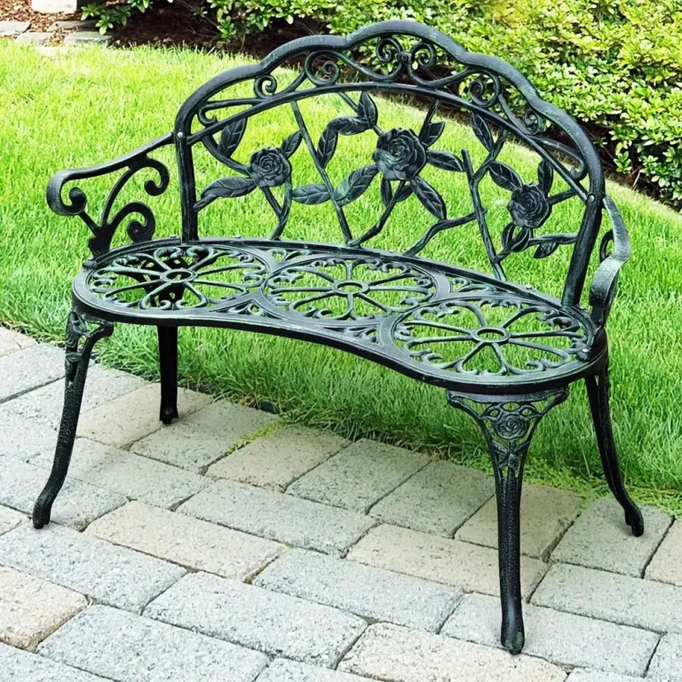 Trädgårdsbänk Metall för 2 Personer Järn Retro Design Grön