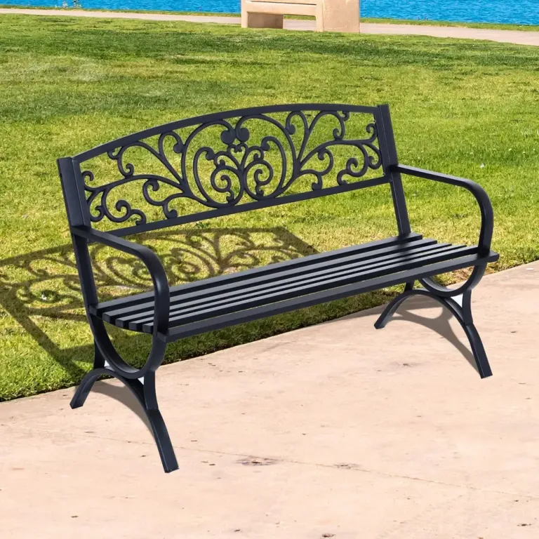Trädgårdsbänk Svart Metall 127 x 60 x 85 cm