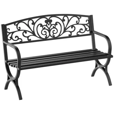 Trädgårdsbänk Svart Metall 127 x 60 x 85 cm